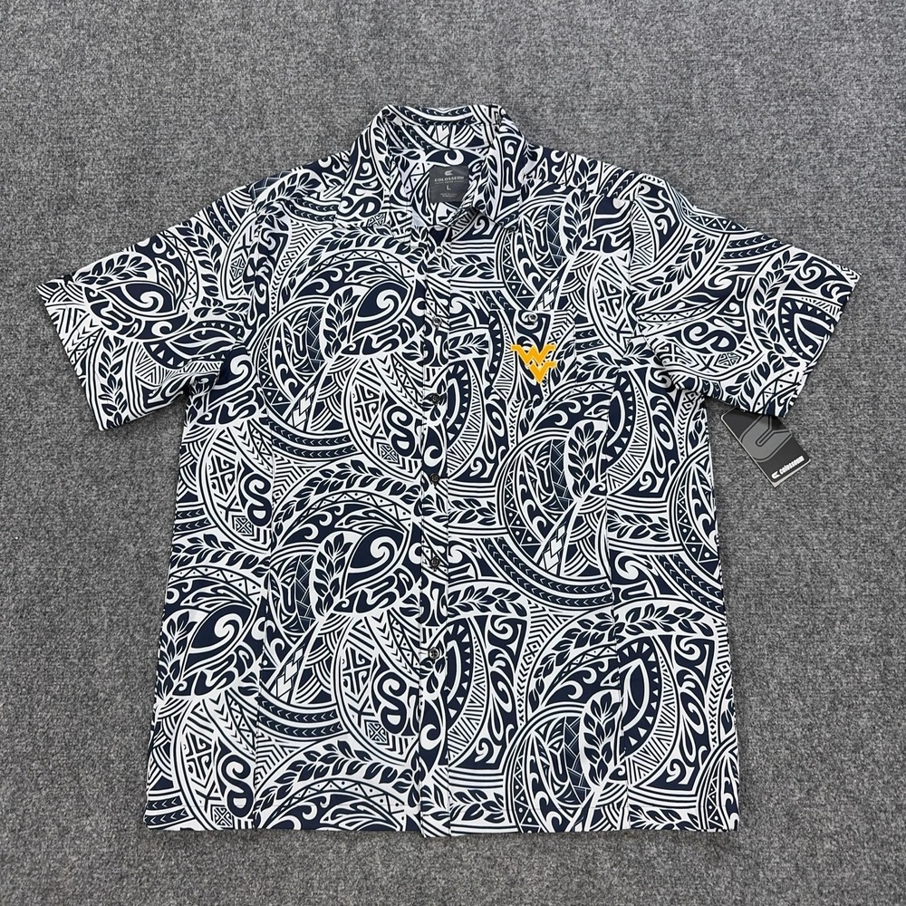 West Virginia Mountaineers Hawaiian Shirt Mens Large NCAA Football Colosseum